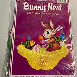 Beistle Vtg Bunny Nest Honeycomb Easter Centerpiece Decoration Art Tissue